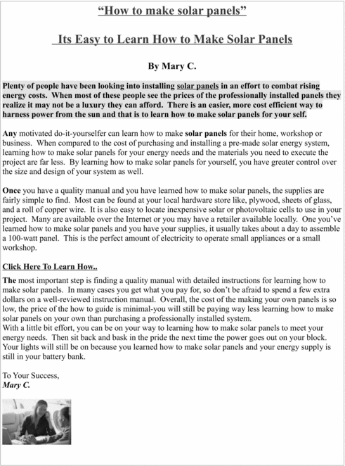 Product picture How To Make Solar Panels